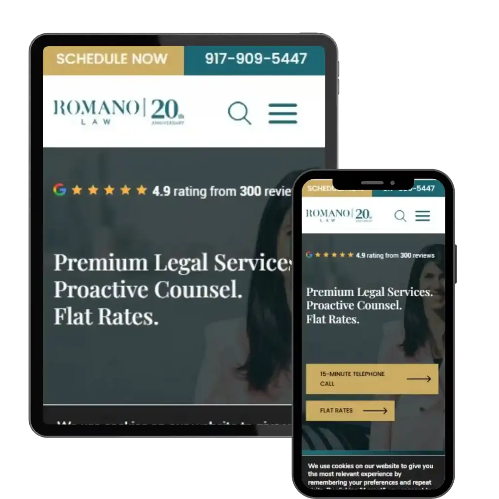 Law firm website on tablet and mobile