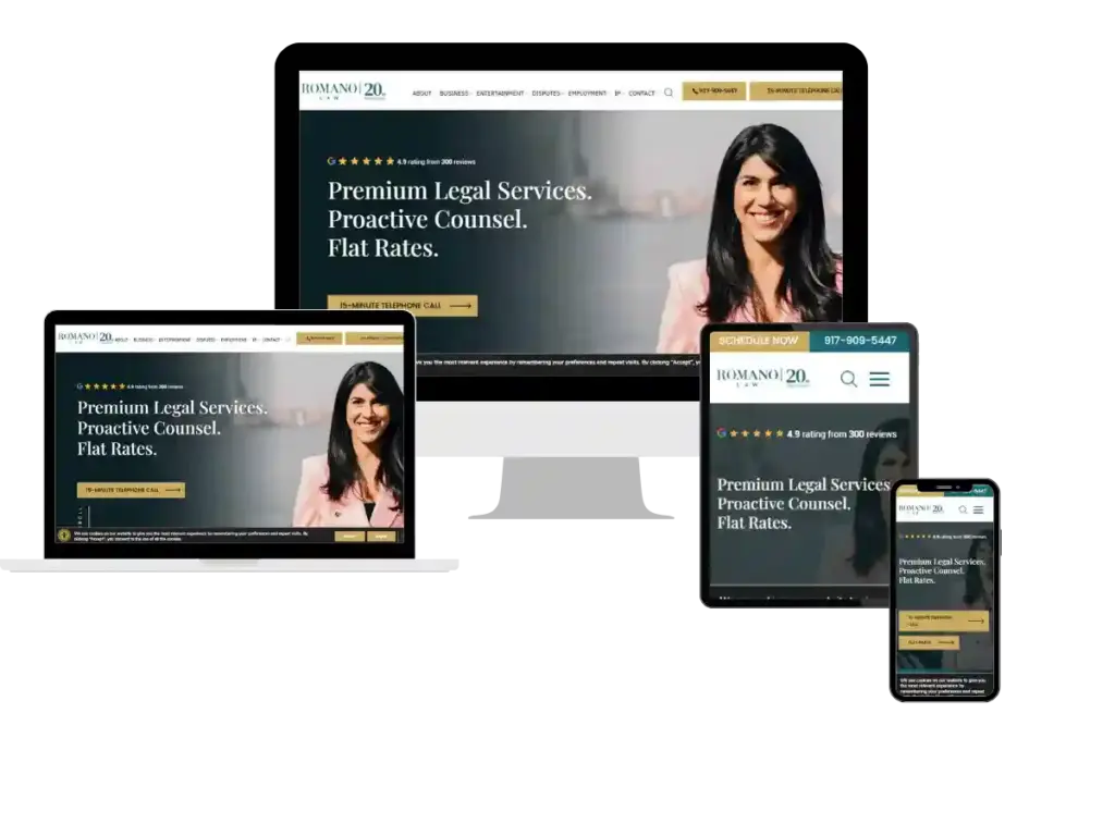 Romano Law firm website on multiple devices