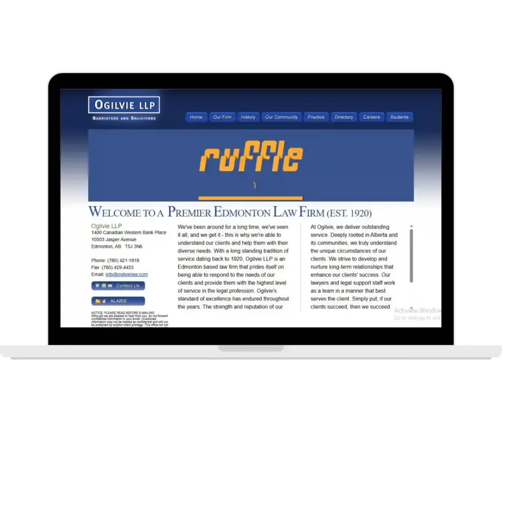 Ogilvie LLP law firm website on laptop