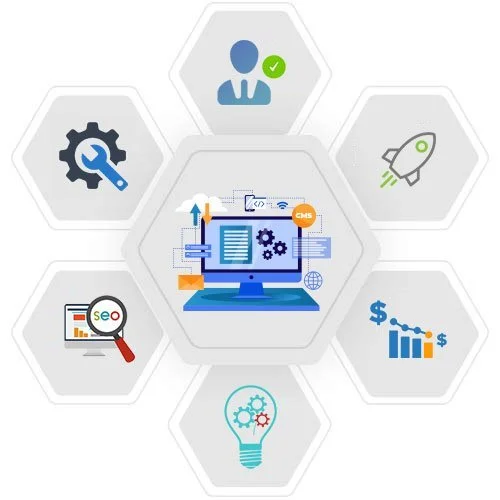 “Digital marketing and web development services icons”