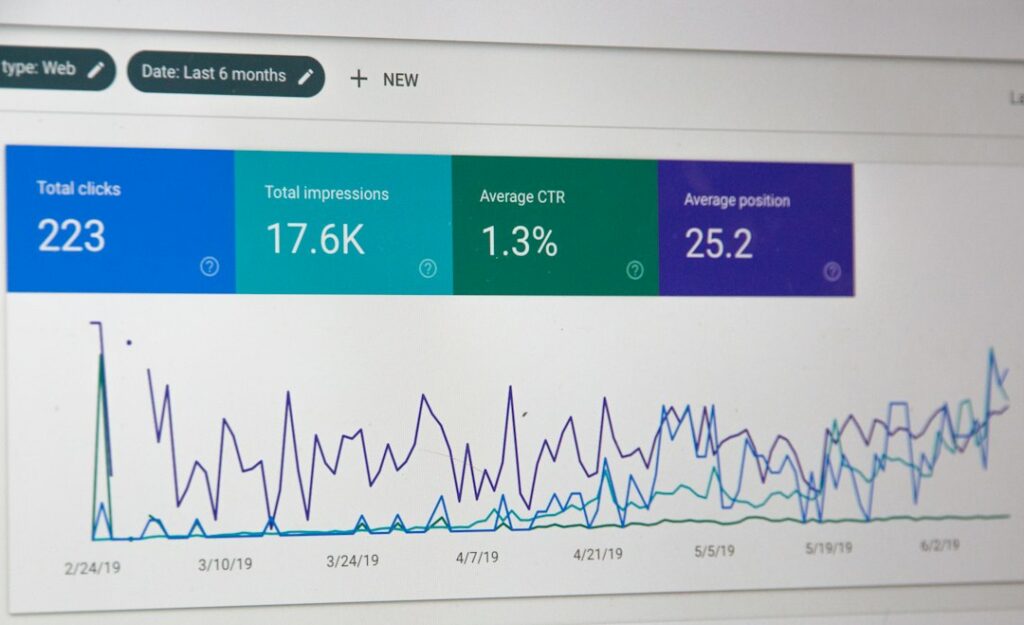 Digital marketing workspace representing local and global SEO strategies
