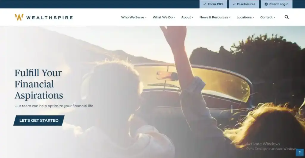 Financial services website banner