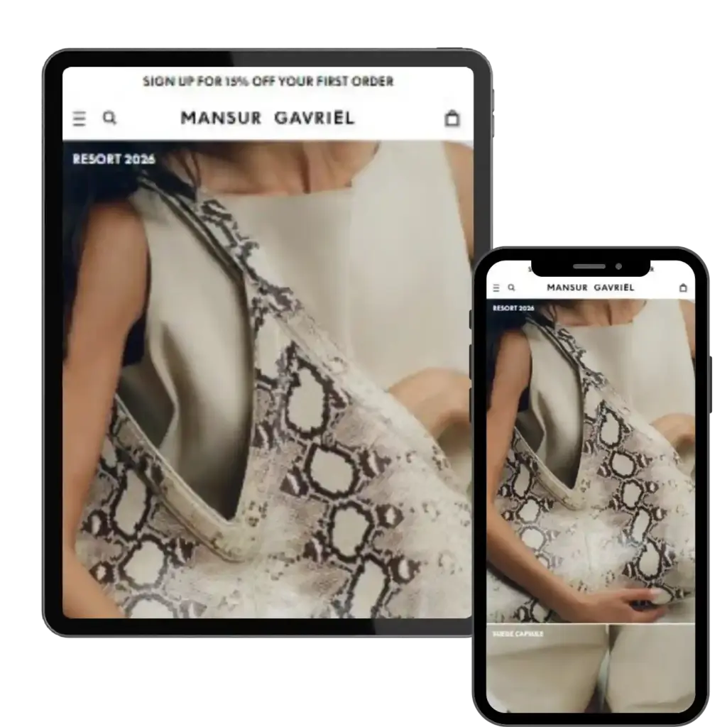 Mansur Gavriel handbag on mobile screen