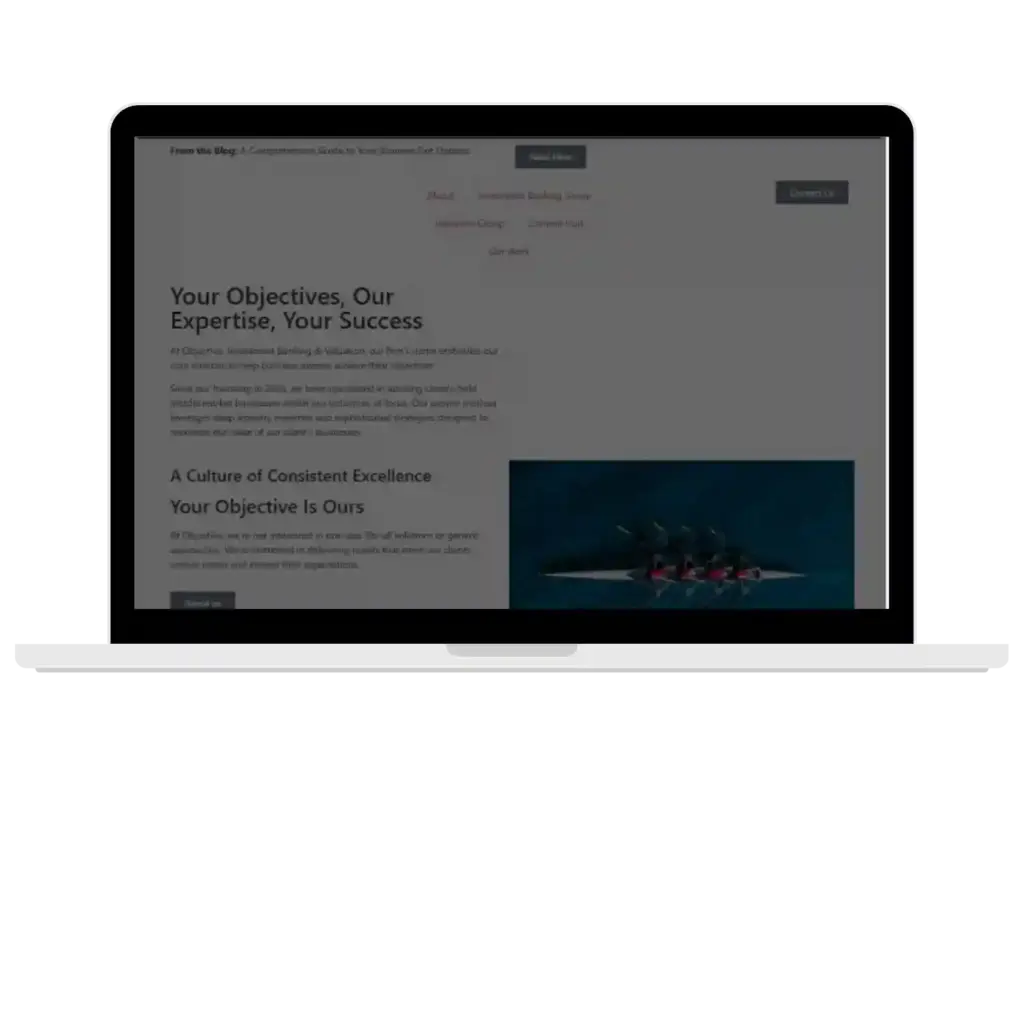Website on laptop screen