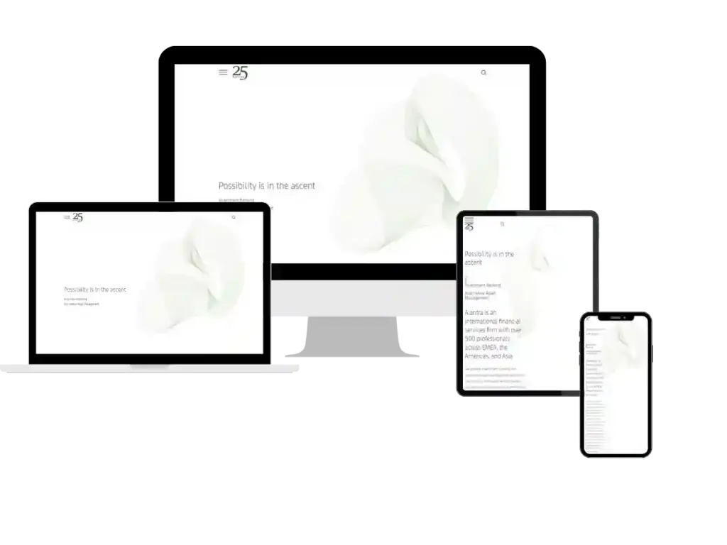 Responsive website on desktop, laptop, tablet, and mobile