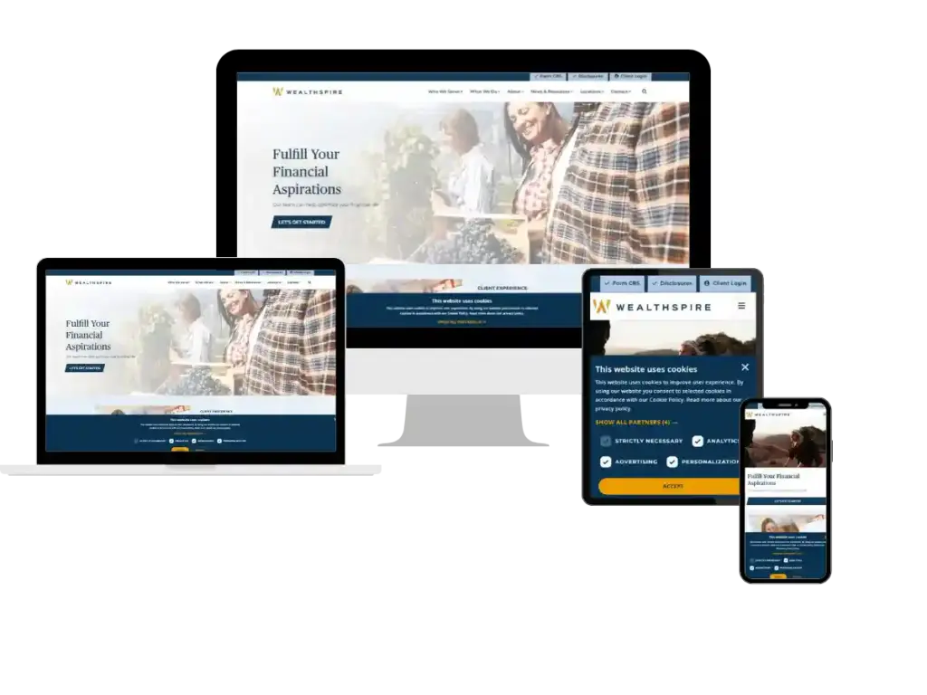 Wealthspire responsive website on devices