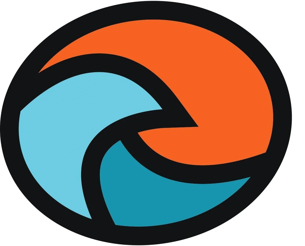 Abstract circular logo in orange and blue