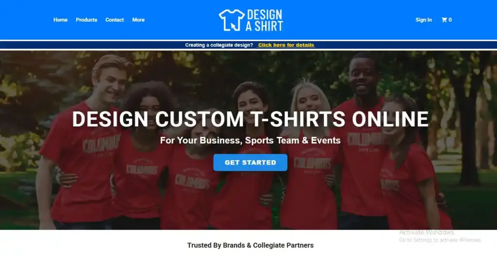 Custom t-shirt design website banner