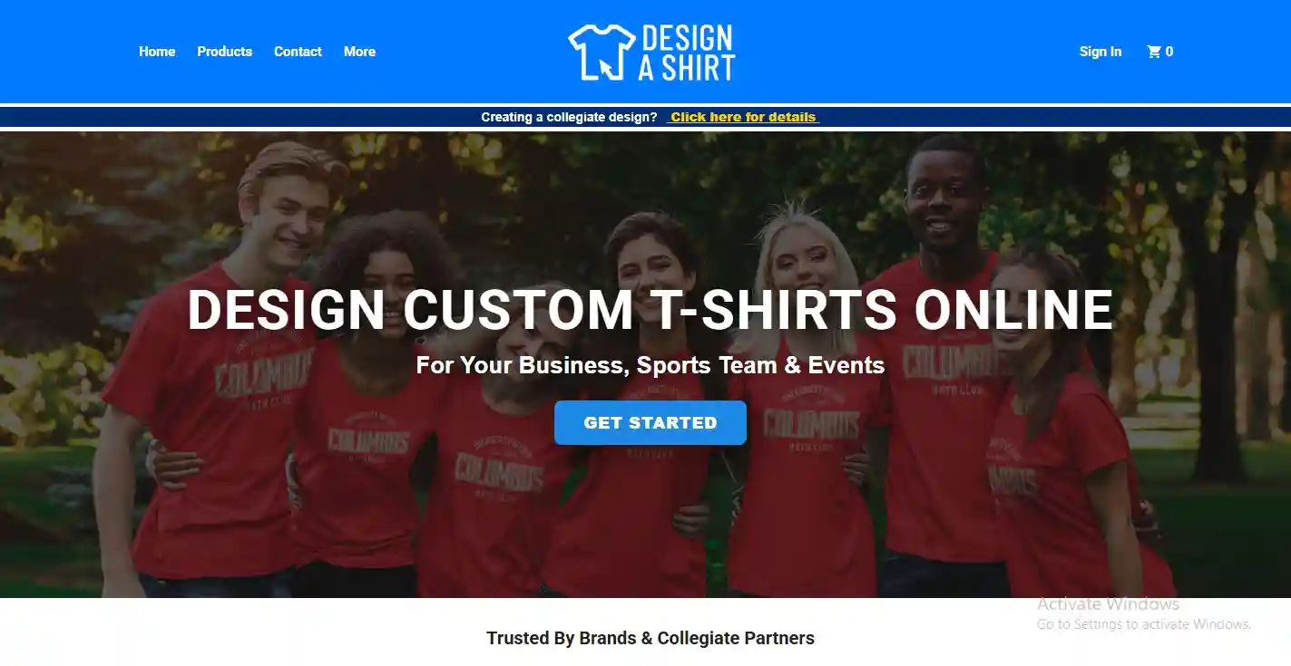 Custom t-shirt design website banner