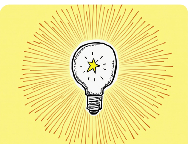 Light bulb with a star, symbolizing an idea.
