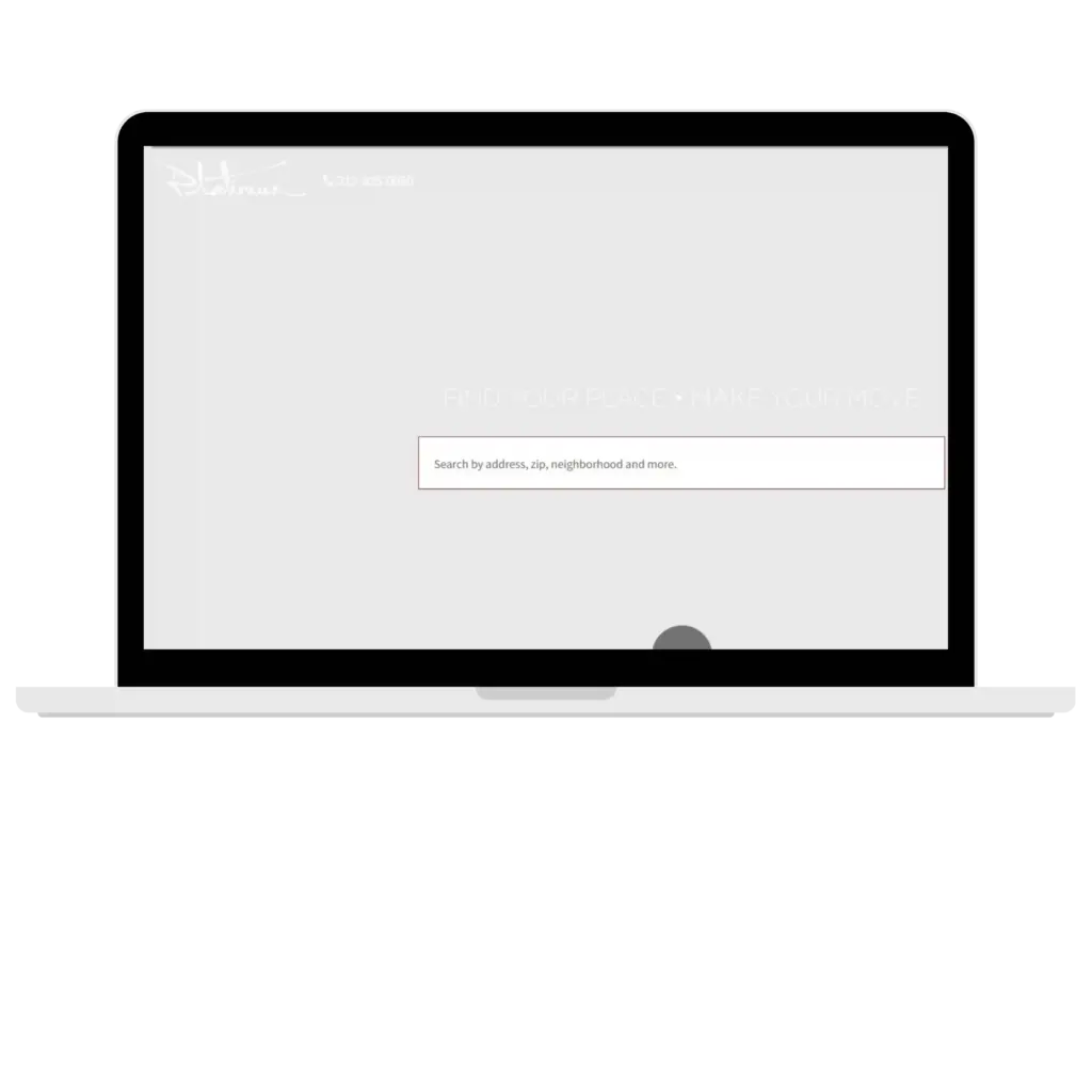 Real estate search page on laptop