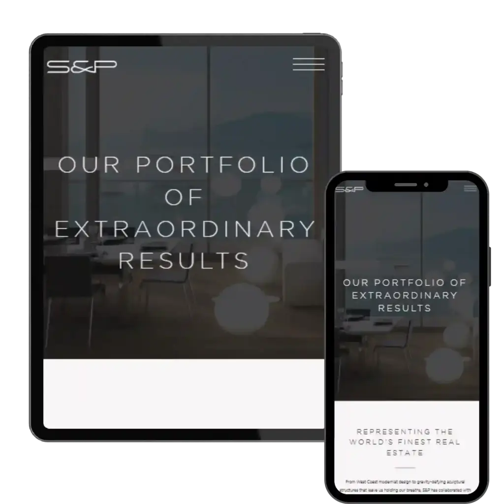Portfolio website shown on tablet and phone