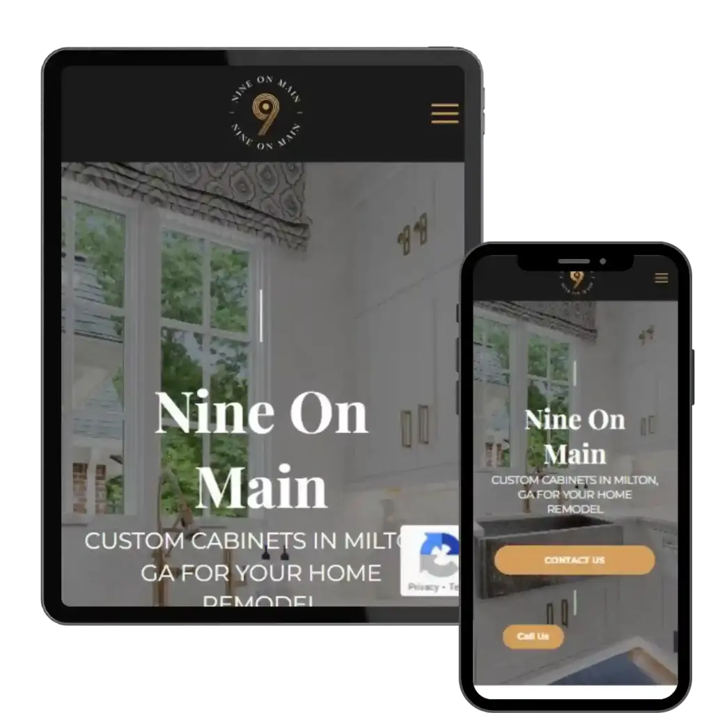 “Nine On Main website on tablet and mobile”