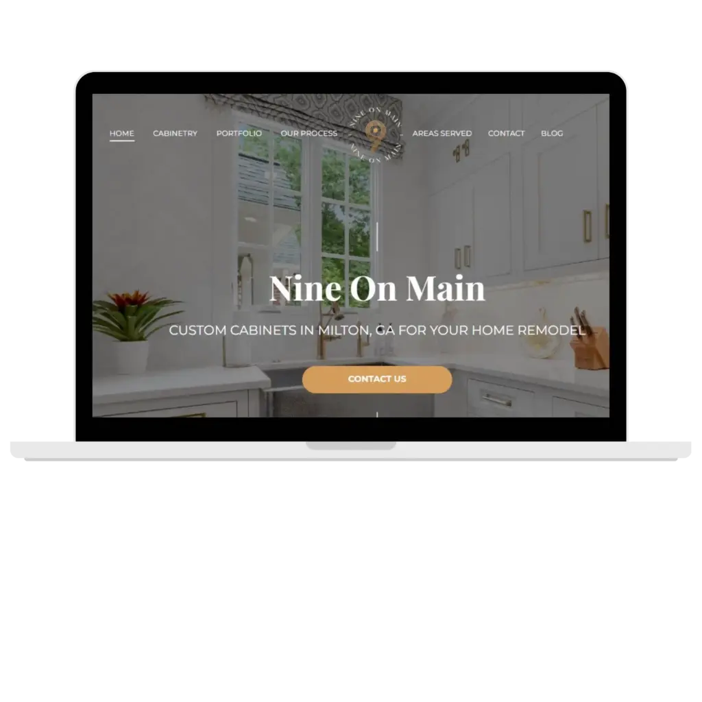 “Nine On Main website on laptop”