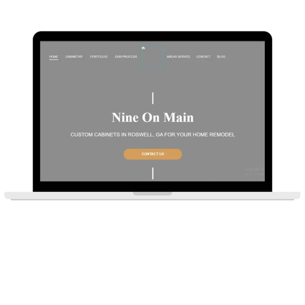 “Nine On Main website hero section”