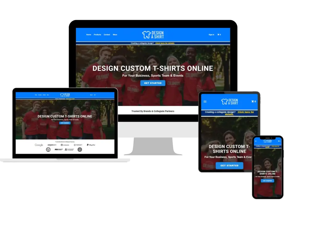 Responsive custom t-shirt design website