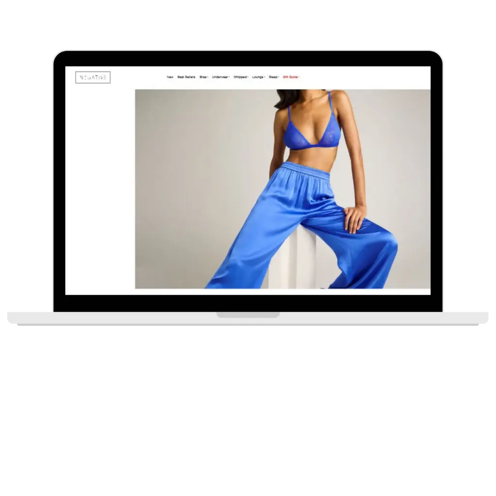 Blue lingerie outfit on model