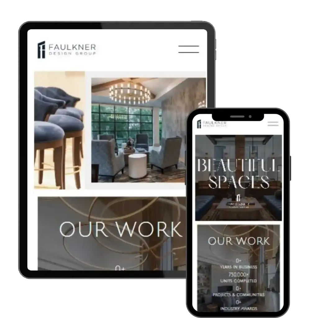 “Interior design website on tablet and mobile”