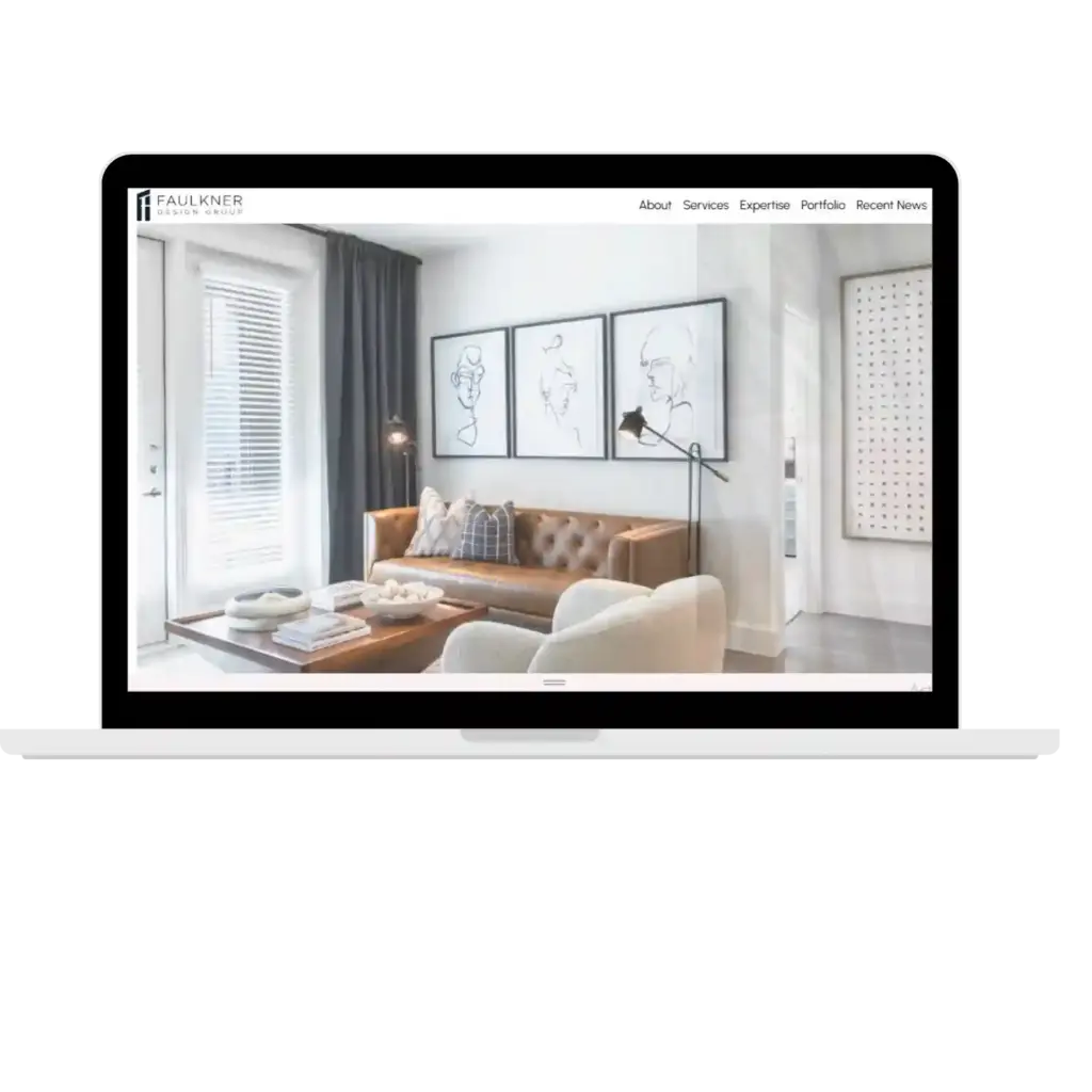 “Interior design website on laptop”