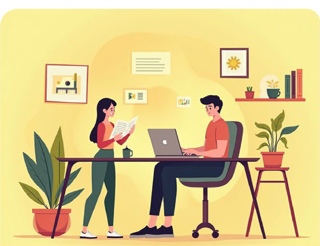 two people working in a home office