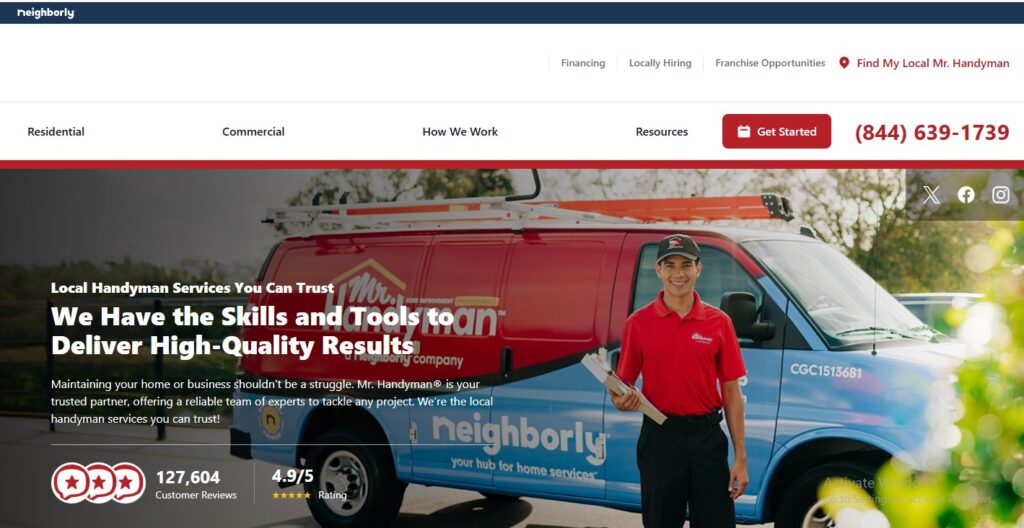 “Mr. Handyman service professional with van”