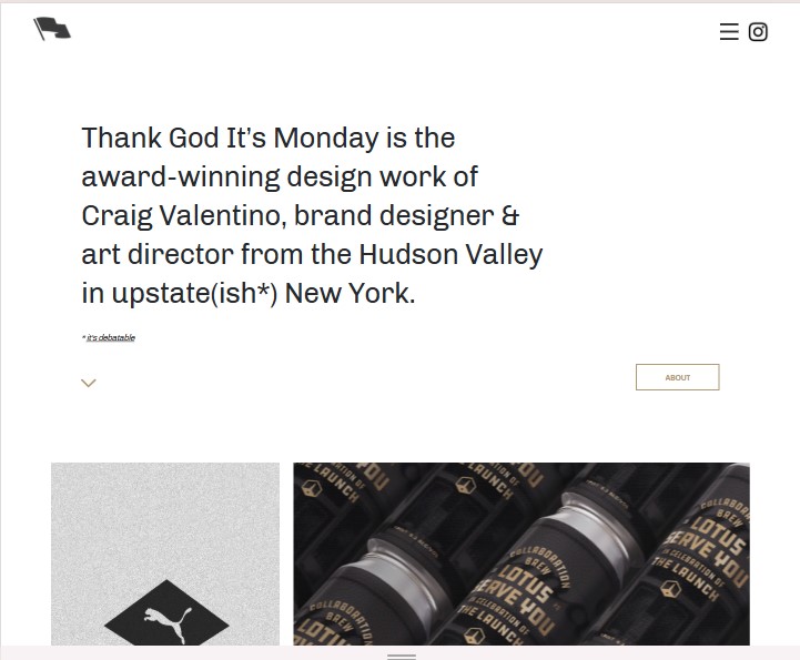 Portfolio website hero section