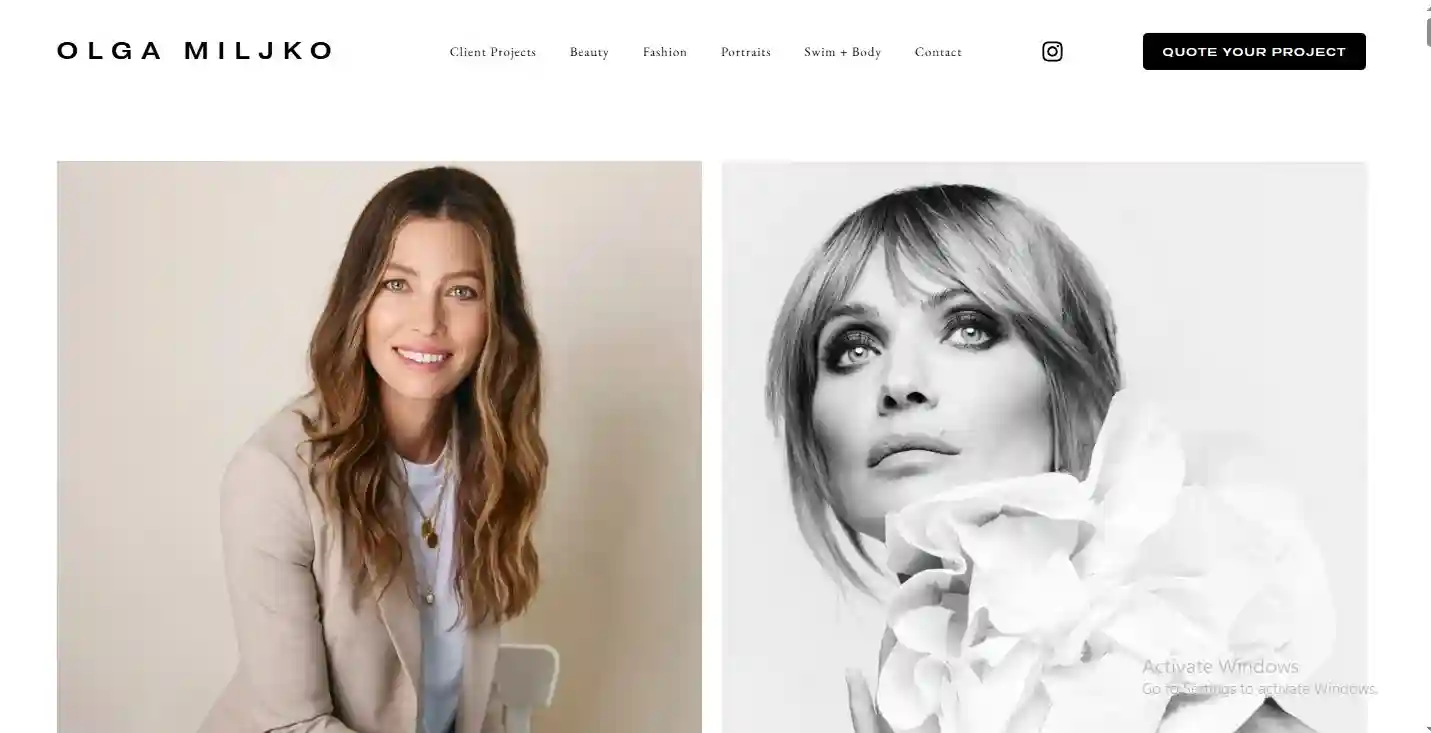 Olga Miljko fashion photography homepage