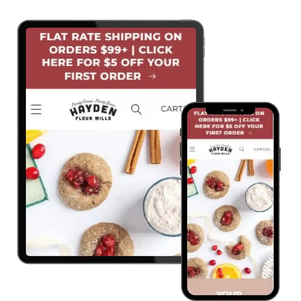 Tablet aur mobile par Hayden Flour Mills website