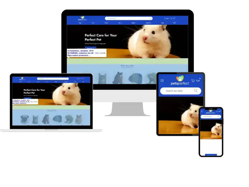 Responsive pet store website design