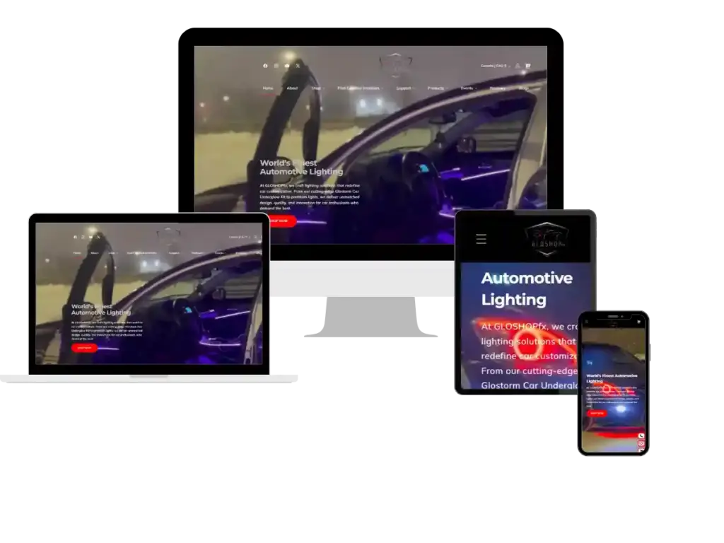 Automotive lighting website on devices