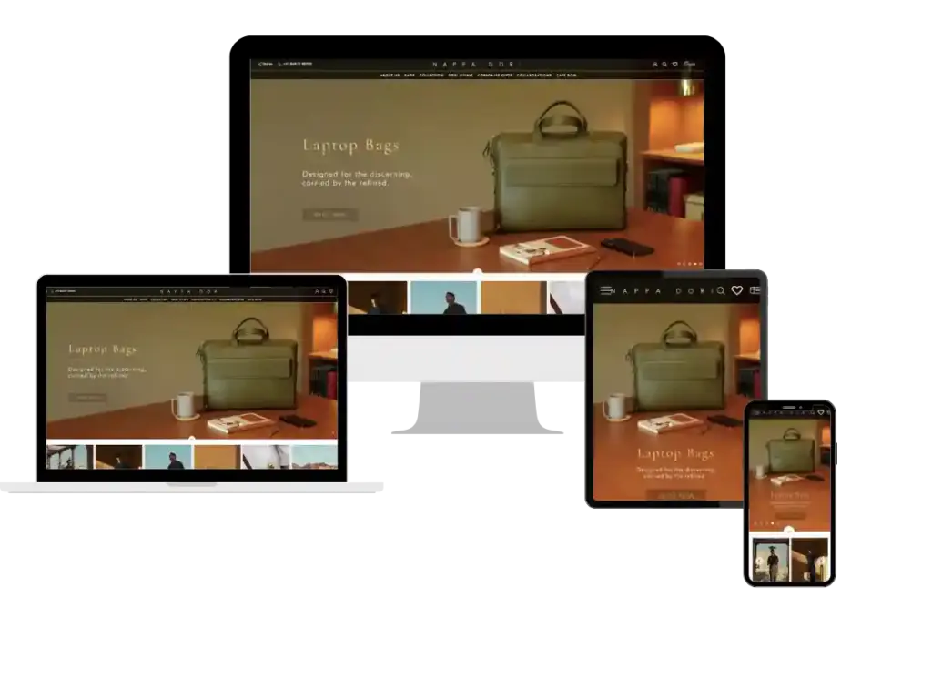 Responsive laptop bags website preview