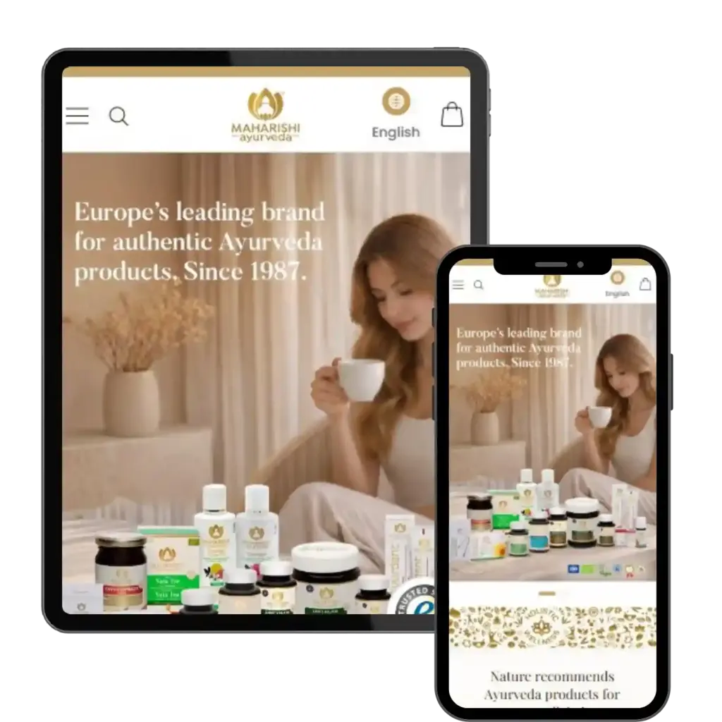 “Maharishi Ayurveda website on mobile and tablet”
