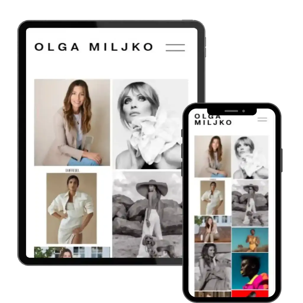 Olga Miljko portfolio on tablet and mobile
