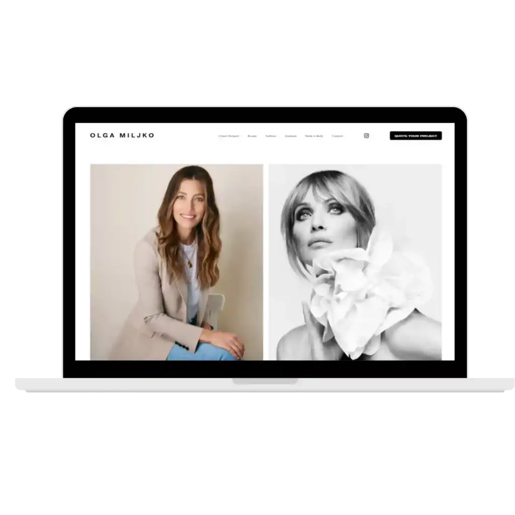 Photographer portfolio website on laptop