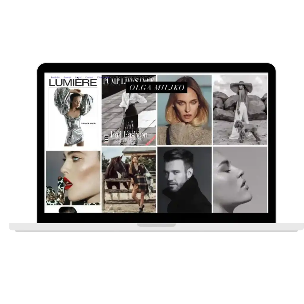 Fashion portfolio on laptop screen
