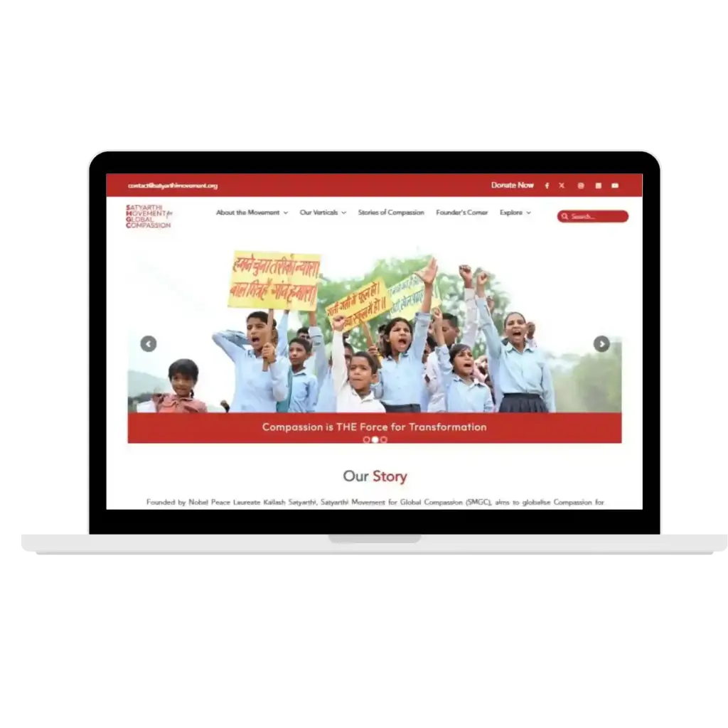 Children protest banner on Satyarthi Movement website