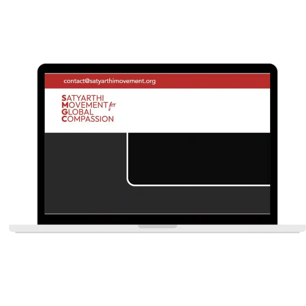 Satyarthi Movement website banner on laptop