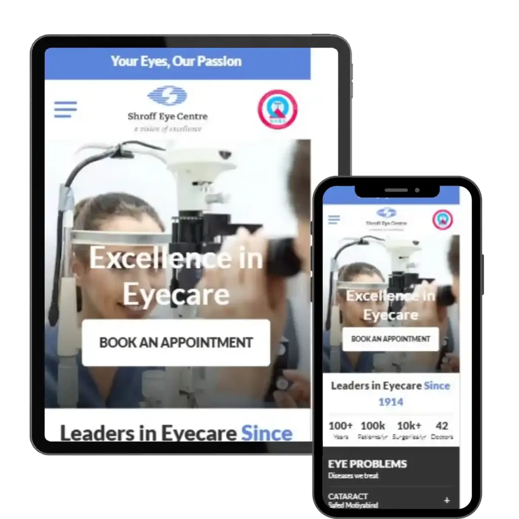 “Shroff Eye Centre website mobile view”