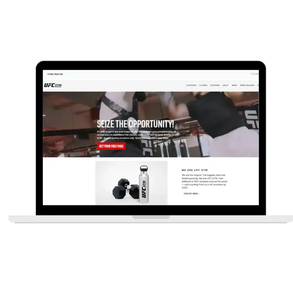 UFC Gym website on laptop