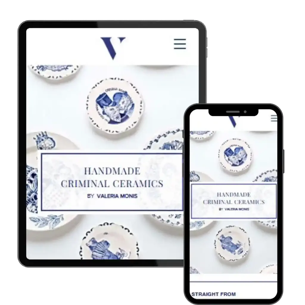 “Ceramics website on tablet and phone”