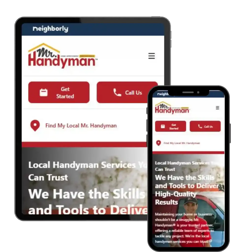 “Mr. Handyman website on mobile and tablet”