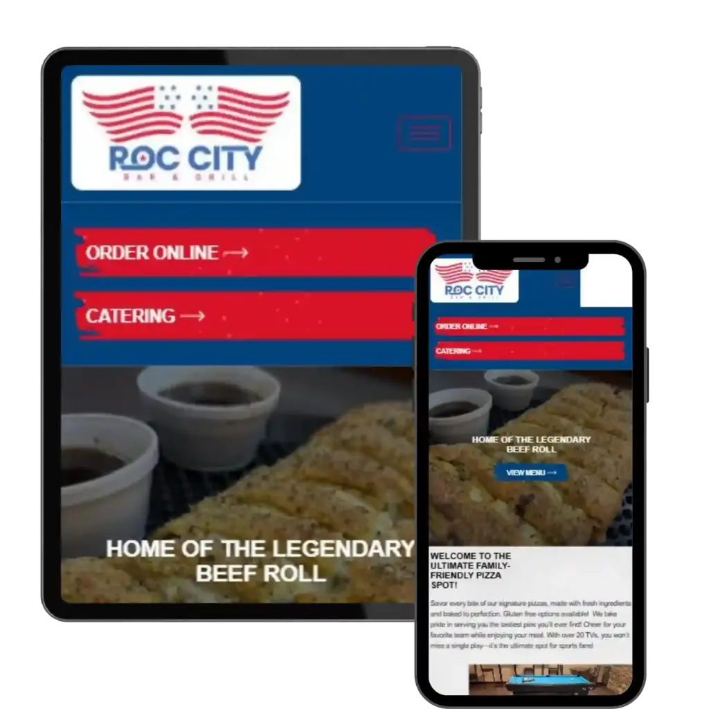 Responsive restaurant website on tablet and mobile