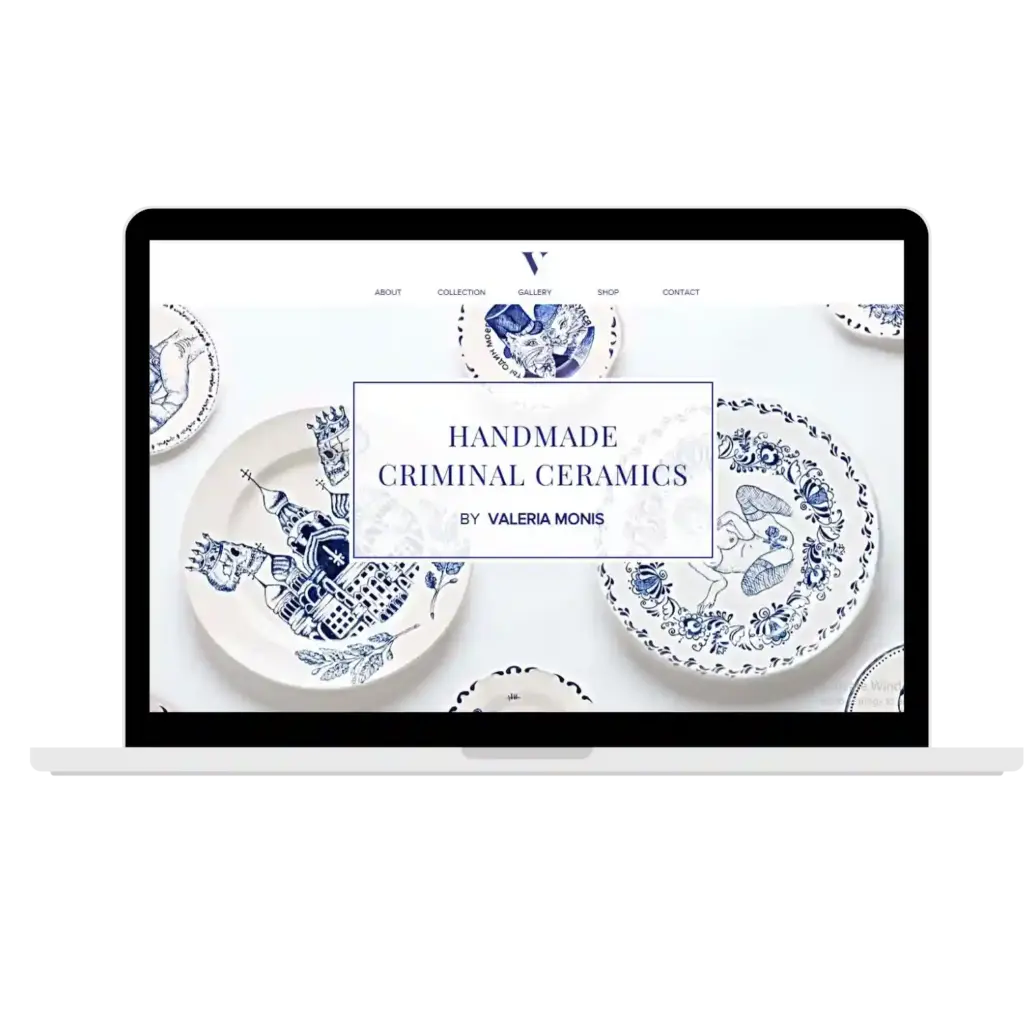 “Handmade ceramic website on laptop”