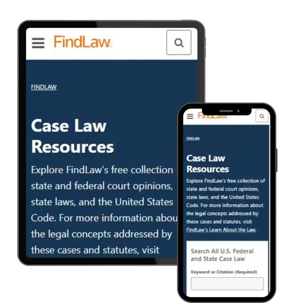 FindLaw case law resources on tablet and mobile